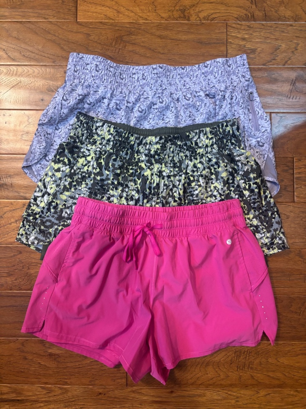 Layer 8 Women’s Athletic Shorts Pack — Hot Pink, Lavender & Printed